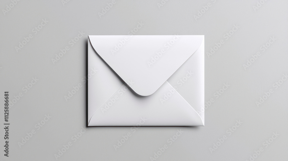 A clean white envelope on gray background, perfect for sending greetings or invitations A clean white envelope on gray background, perfect for sending greetings or invitations