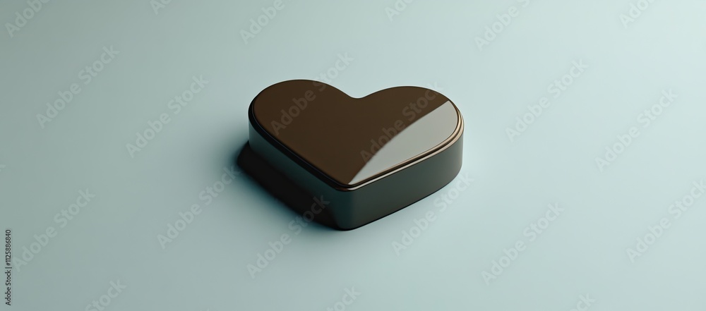 Glossy Brown Heart-Shaped Chocolate Candy on a Light Blue Background Glossy Brown Heart-Shaped Chocolate Candy on a Light Blue Background