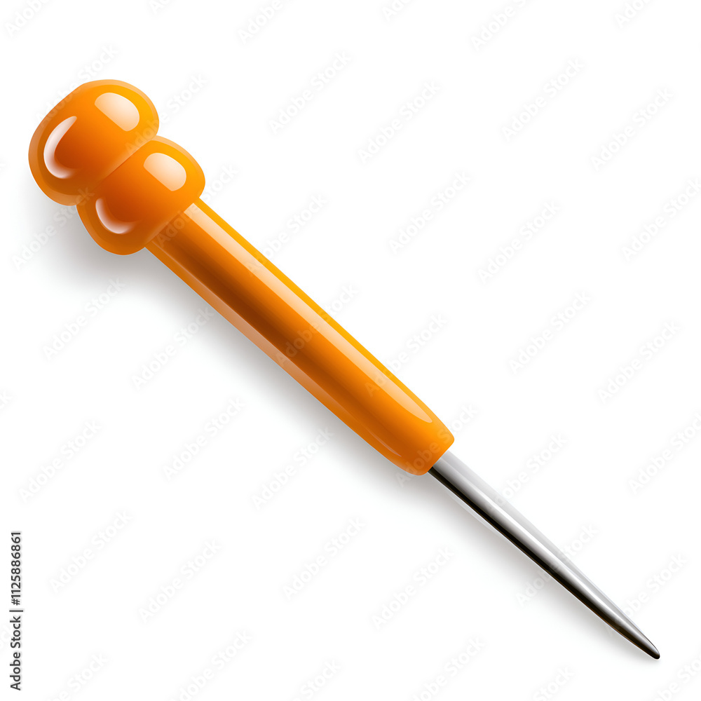 Bright orange pin with a unique shaped head for crafting and sewing tasks Bright orange pin with a unique shaped head for crafting and sewing tasks