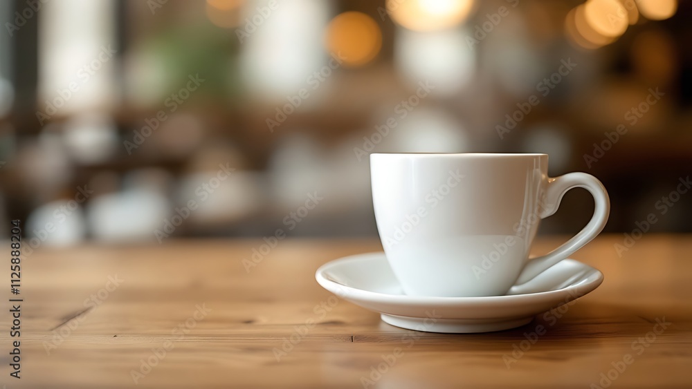 White coffee to go cup on wooden table, mockup, Generative AI White coffee to go cup on wooden table, mockup, Generative AI