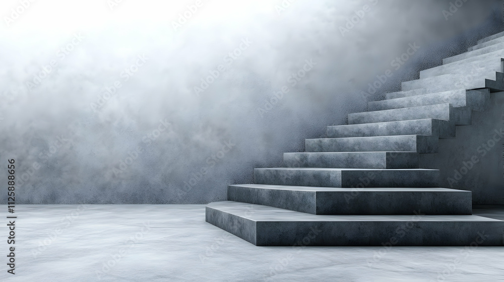 Concrete stairs on an isolated white background. Minimalistic design with a contemporary look Concrete stairs on an isolated white background. Minimalistic design with a contemporary look