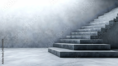 Concrete stairs on an isolated white background. Minimalistic design with a contemporary look