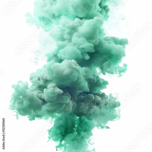 A vibrant smoke eruption, jade green and mint