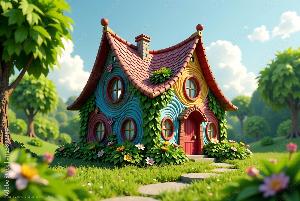 Eco House In Green Environment. Miniture House On Grass. Eco House In Green Environment. Miniture House On Grass.