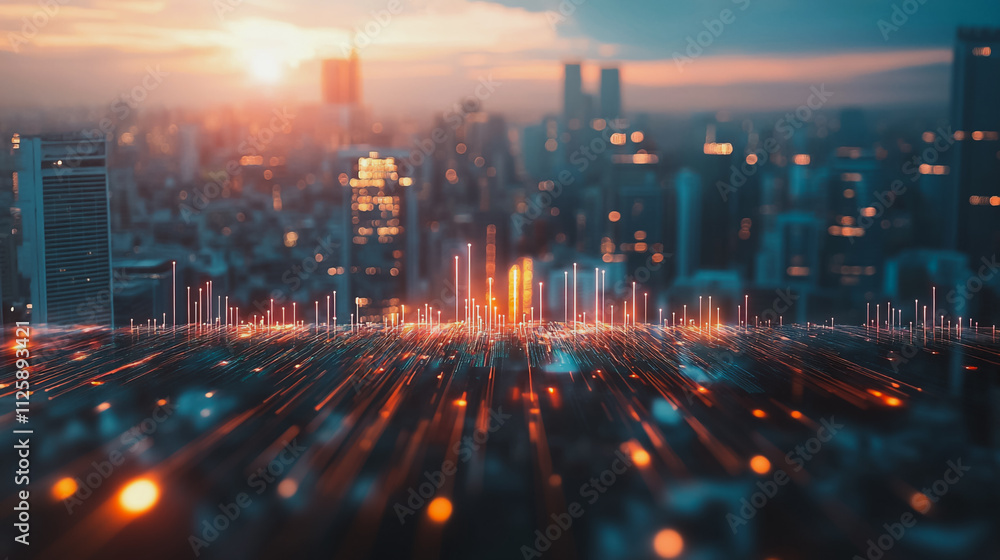 Fototapeta premium Abstract business Financial charts show a significant increase in profits in the stock market.This is driven by higher interest rates and continued growth. In the innovation world network of financial