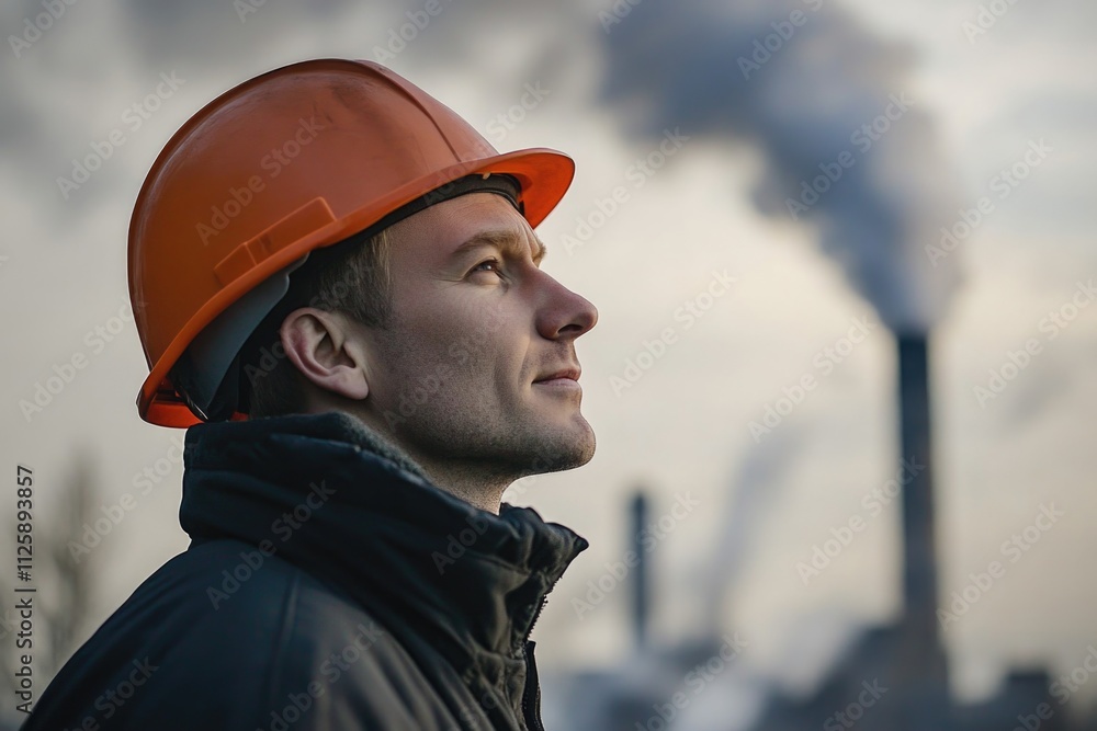 Construction Worker Inspecting Factory Construction Worker Inspecting Factory