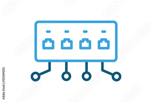 Network switch icon. line icon style. icon related to IT, network. IT architecture elements vector illustration