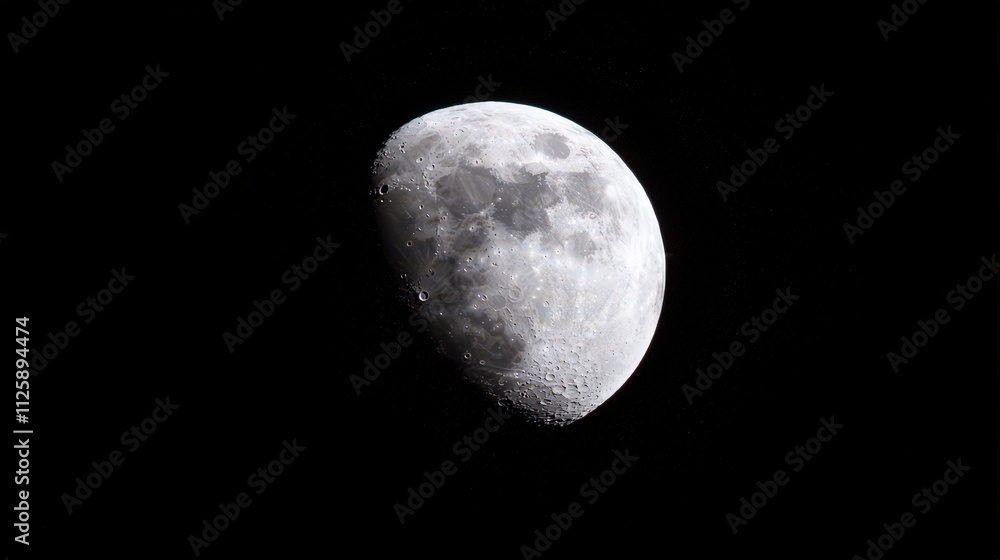 Stunning Gibbous Moon in Night Sky  Celestial Photography