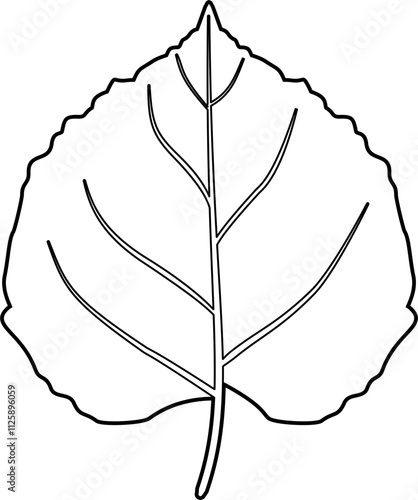 Aspen leaf coloring outline vector