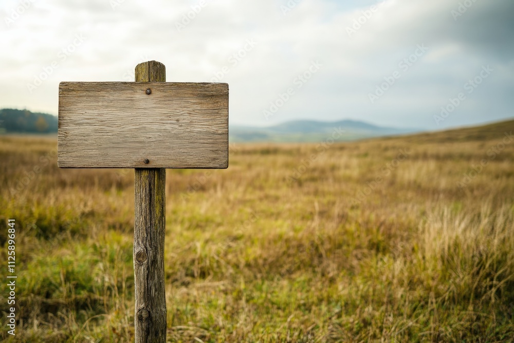 blank wooden sign in a grassy field blank wooden sign in a grassy field