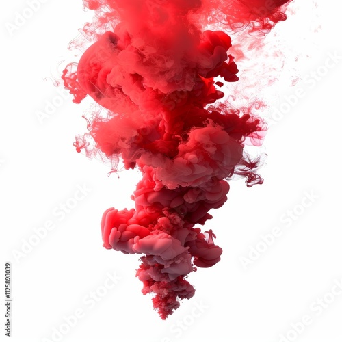 A vibrant smoke eruption, ruby red and cherry red