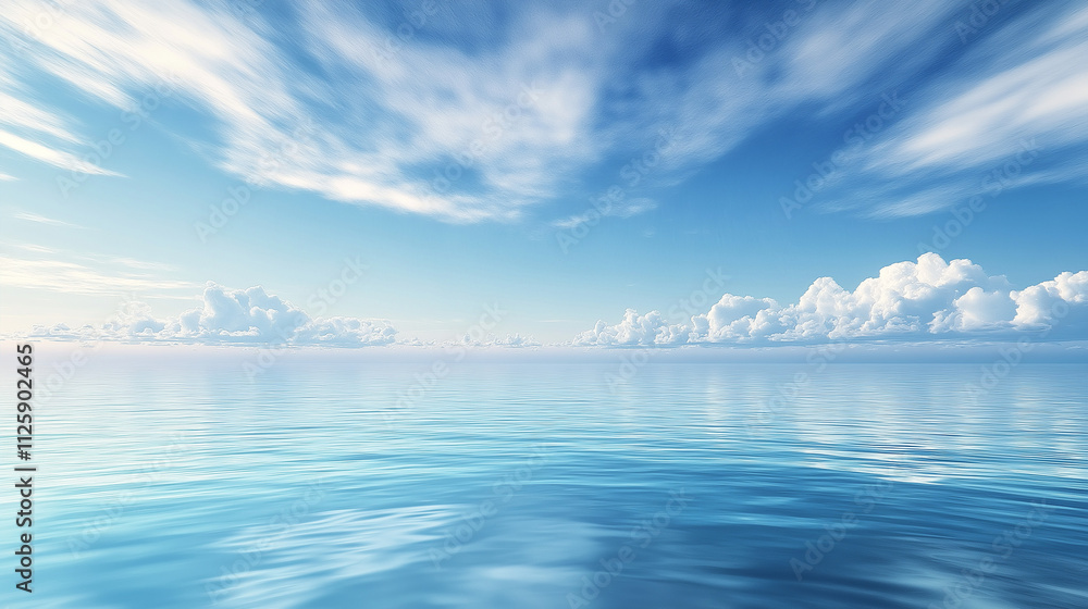 Obraz premium Peaceful Tropical Scene with Wispy Clouds and Reflective Waters