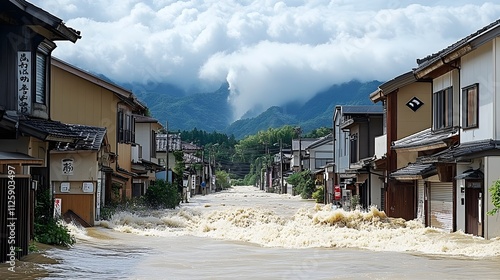 Tsunami Warning Lights Flashing in Coastal Village as Massive Wave Approaches