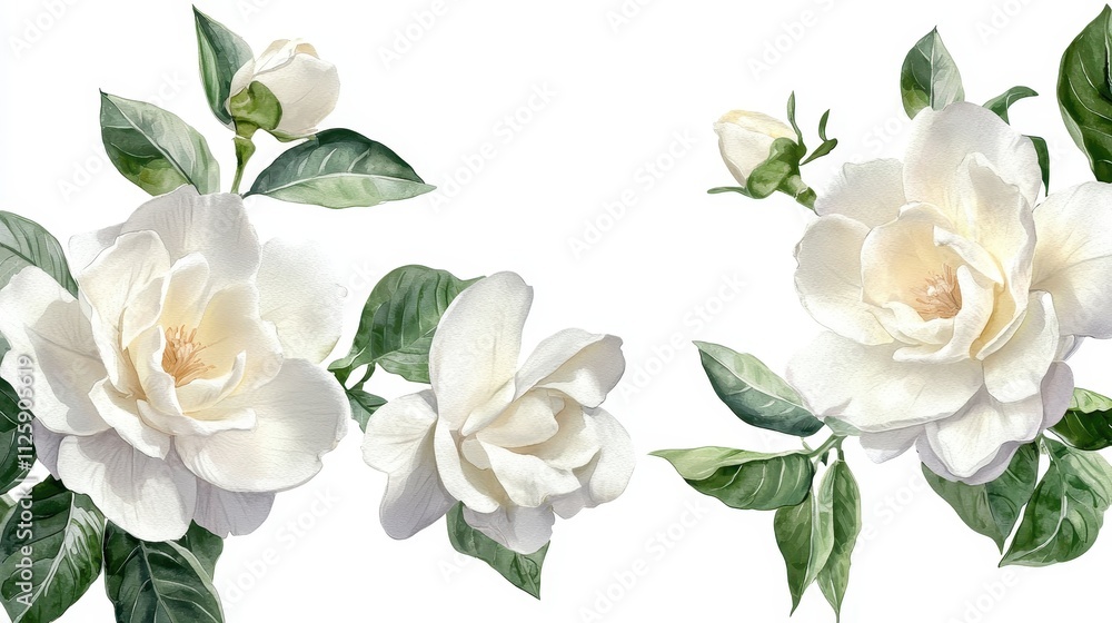 Obraz premium Watercolor Gardenia Flowers