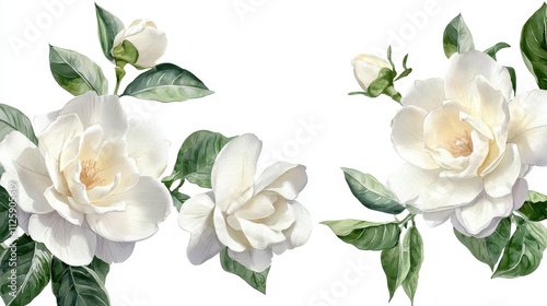 Watercolor Gardenia Flowers