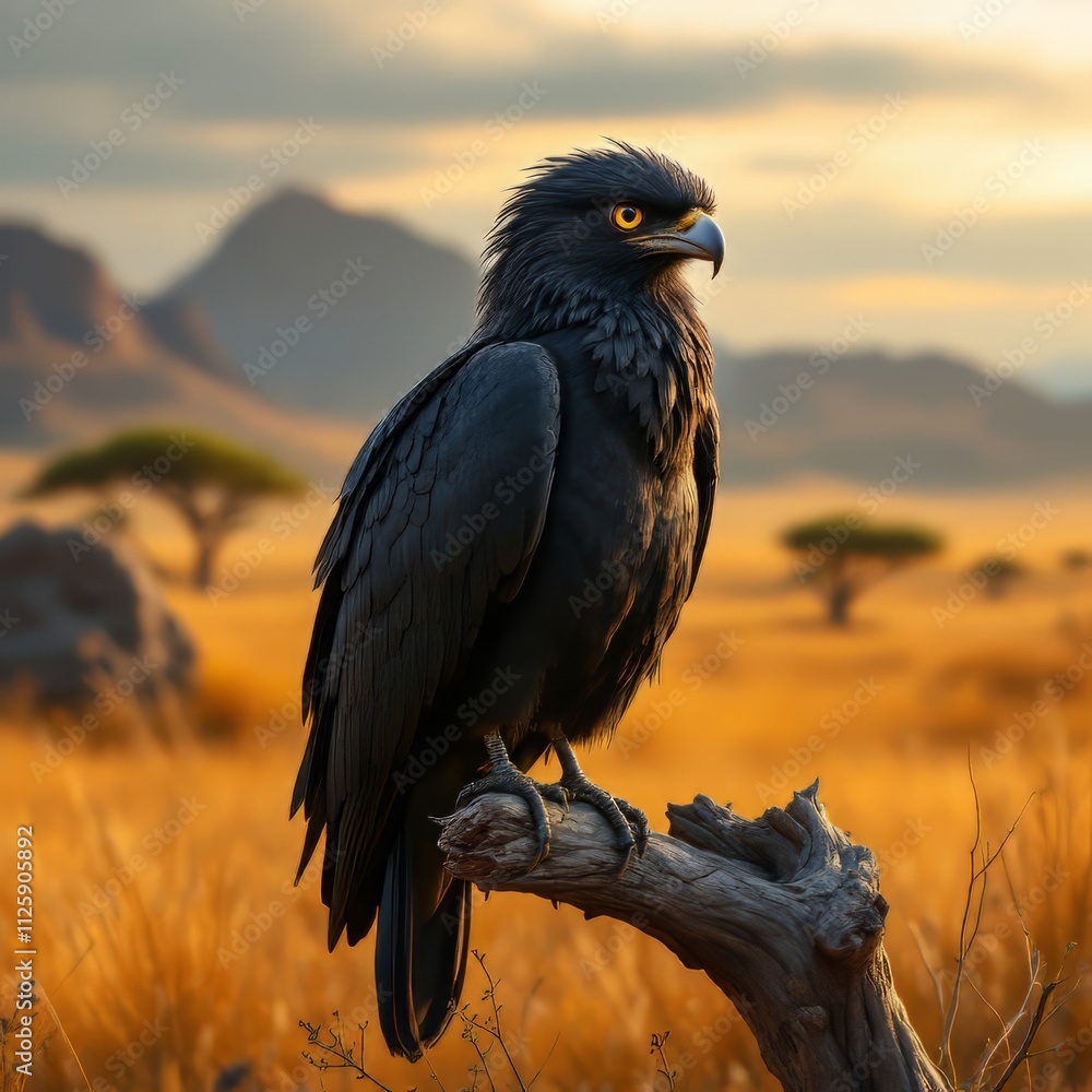 Fototapeta premium Masai Mara birds: black and white, Kenya.