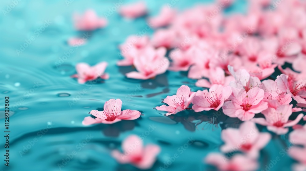 Fototapeta premium Delicate pink blossoms on tranquil water