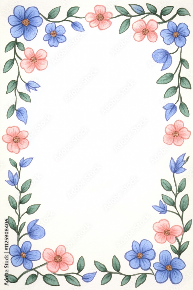 Fototapeta premium A whimsical and charming flower border design for a personalized invitation