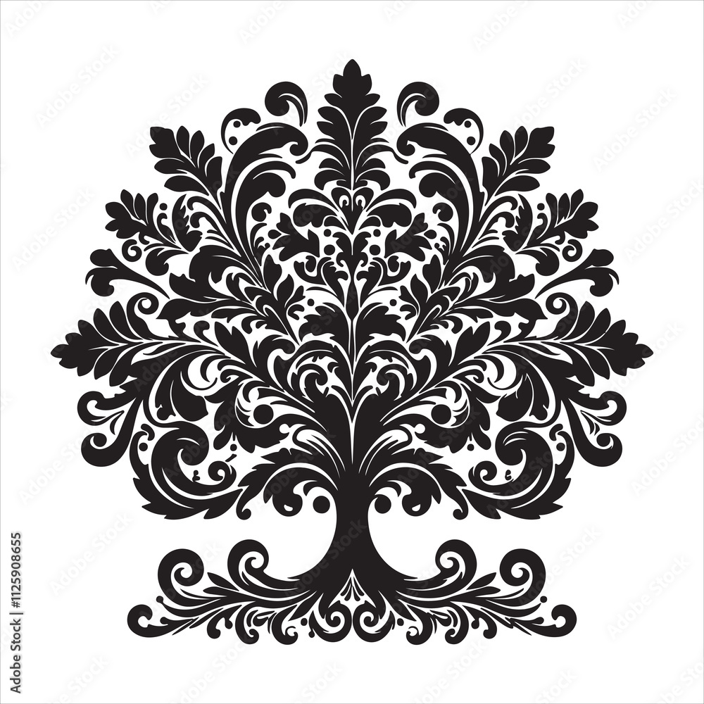 a mandala tree vector silhouette design on white background a mandala tree vector silhouette design on white background