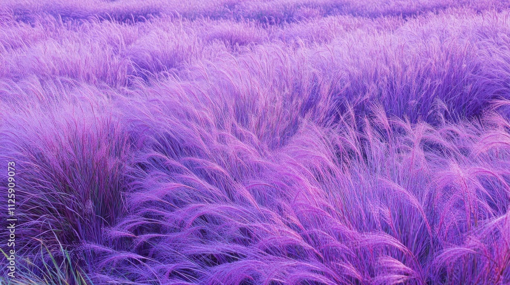 98.Field of vibrant purple Pennisetum setaceum grasses glowing in the gentle afternoon sunlight, the fine blades glimmering with a touch of light; the blurred natural background adds depth, creating 98.Field of vibrant purple Pennisetum setaceum grasses glowing in the gentle afternoon sunlight, the fine blades glimmering with a touch of light; the blurred natural background adds depth, creating