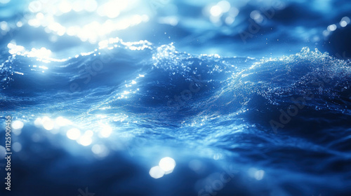 Blue background with rippling water patterns and soft reflections of light