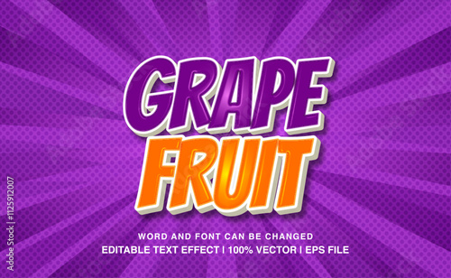 editable 3d bold grape fruit typeface
