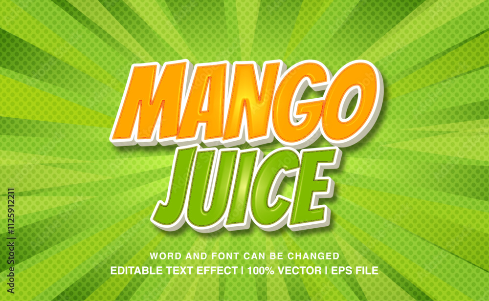 Naklejka premium editable 3d bold mango juice typeface