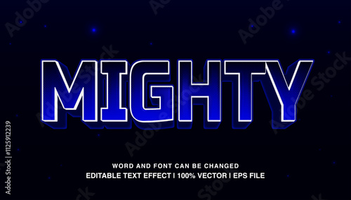 editable 3d bold mighty blue neon typeface