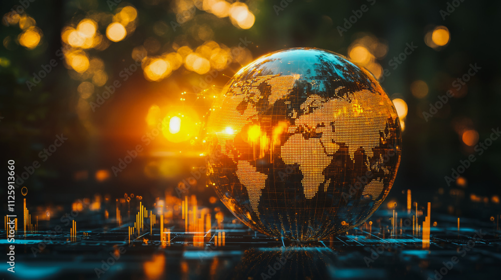 Fototapeta premium Abstract business Financial charts show a significant increase in profits in the stock market.This is driven by higher interest rates and continued growth. In the innovation world network of financial