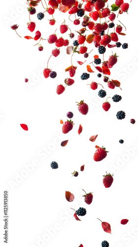 Falling Mixed Berries - Strawberry, Raspberry, Blueberry, Blackberry