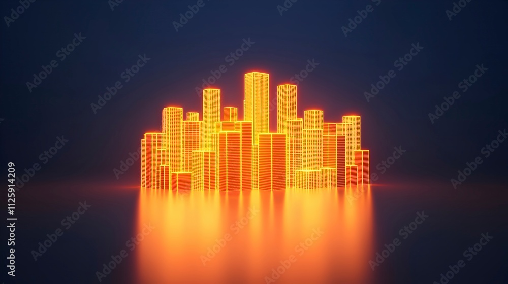 Fototapeta premium Futuristic Neon Cityscape with Reflective Water Surface
