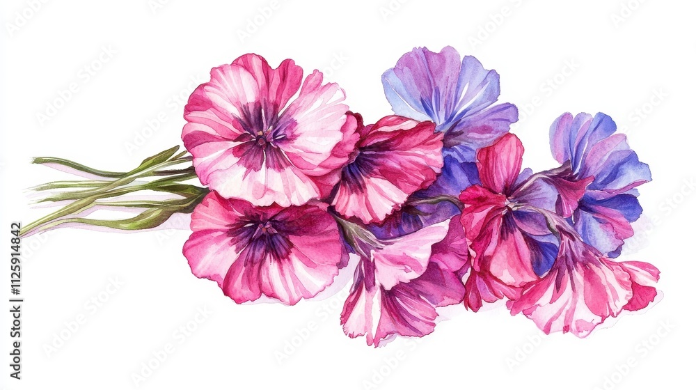 Fototapeta premium Watercolor Sweet William Bouquet