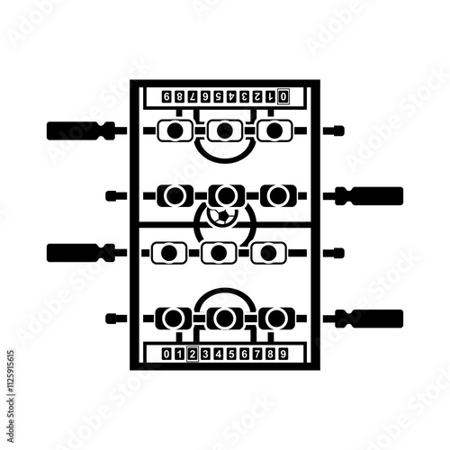 Foosball icon.Table football, also known as foosball or table soccer, is a tabletop game loosely based on association football isolated on background vector illustration. photo