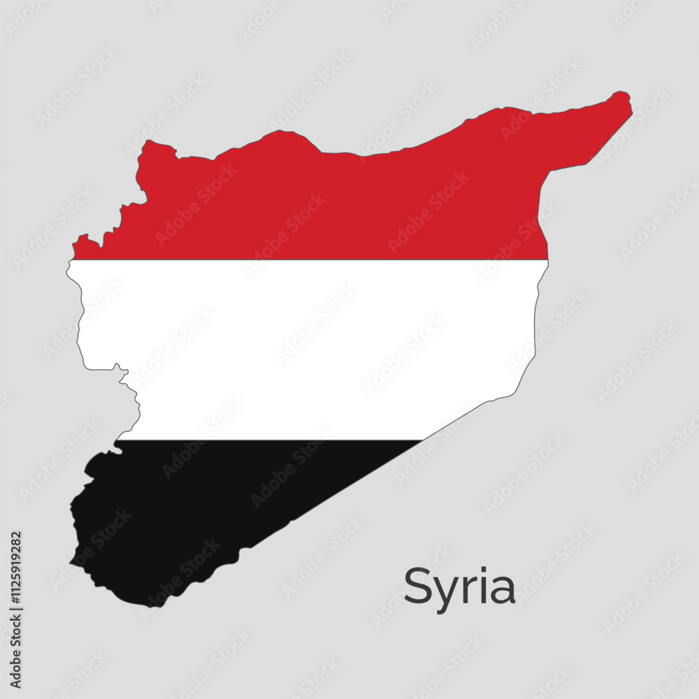 Syria country modern map in red, white and black color. 2D map. Flat vector, illustration. Syria country modern map in red, white and black color. 2D map. Flat vector, illustration.