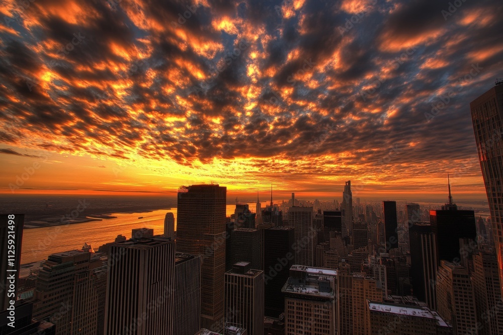 stunning sunset over a city skyline with dramatic clouds stunning sunset over a city skyline with dramatic clouds