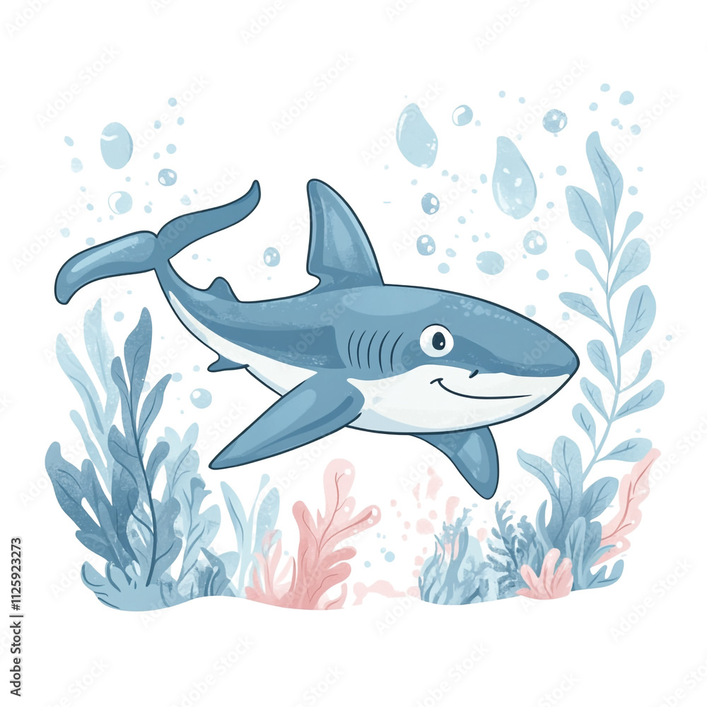 Obraz premium Adorable Baby Shark in the Ocean Depths