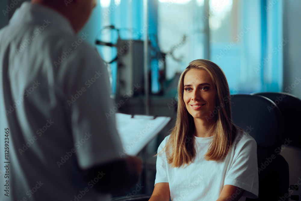 Doctor Talking to a Smiling Patient in a Medical Cabinet. Medical specialist consulting in a hospital giving solutions
Doctor Talking to a Smiling Patient in a Medical Cabinet. Medical specialist consulting in a hospital giving solutions