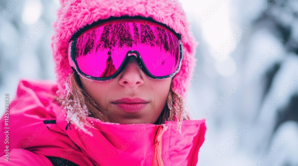 Selfie of Russian model woman skier wearing all pink Selfie of Russian model woman skier wearing all pink