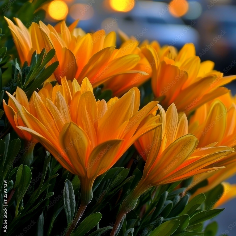 Fototapeta premium Vibrant Orange Osteospermum Flowers Closeup