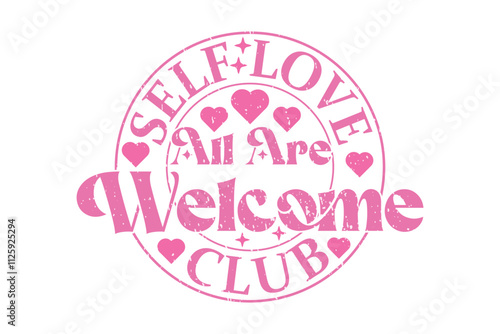 Retro Valentine's Day Self Love Club EPS T-shirt Design