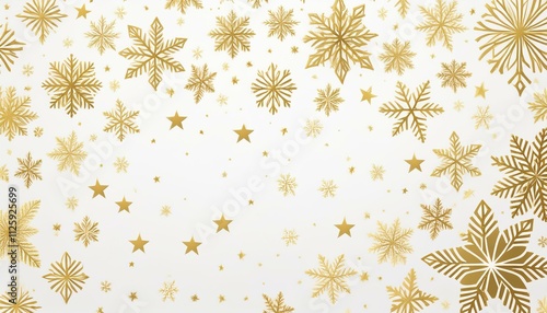 Wallpaper Mural Festive Christmas background featuring a pattern of gold snowflakes and stars, evoking elegance and holiday cheer. Torontodigital.ca