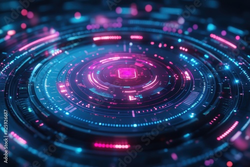 Wallpaper Mural Abstract digital design featuring vibrant circular patterns and glowing elements. Torontodigital.ca