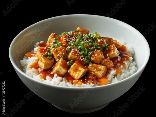 White Bowl with Rice and Tofu