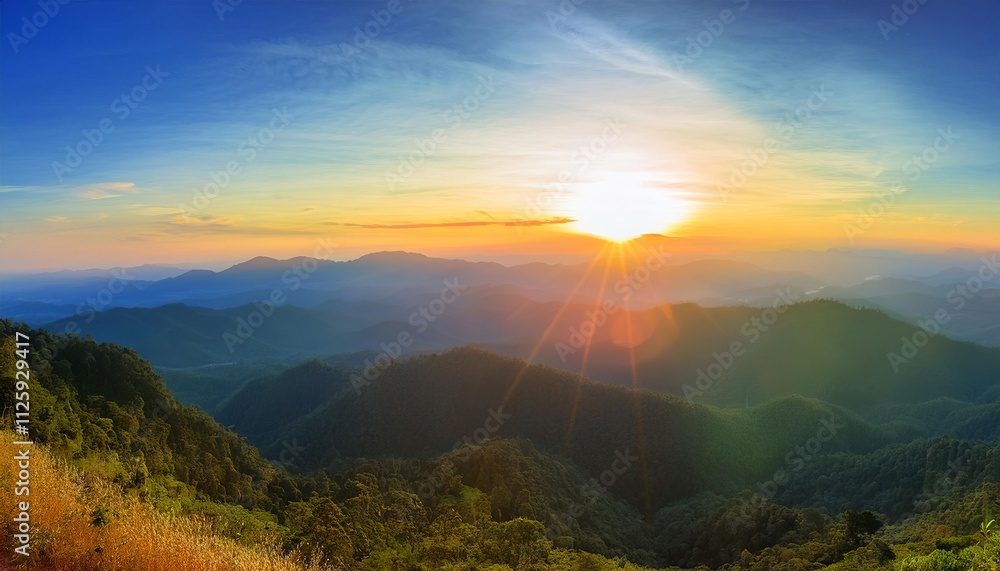Mountain Sunset and Sunrise with Clouds and Fog