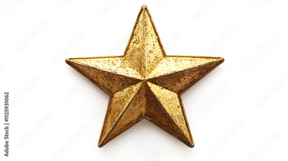 Fototapeta premium A gold star isolated on a white background.