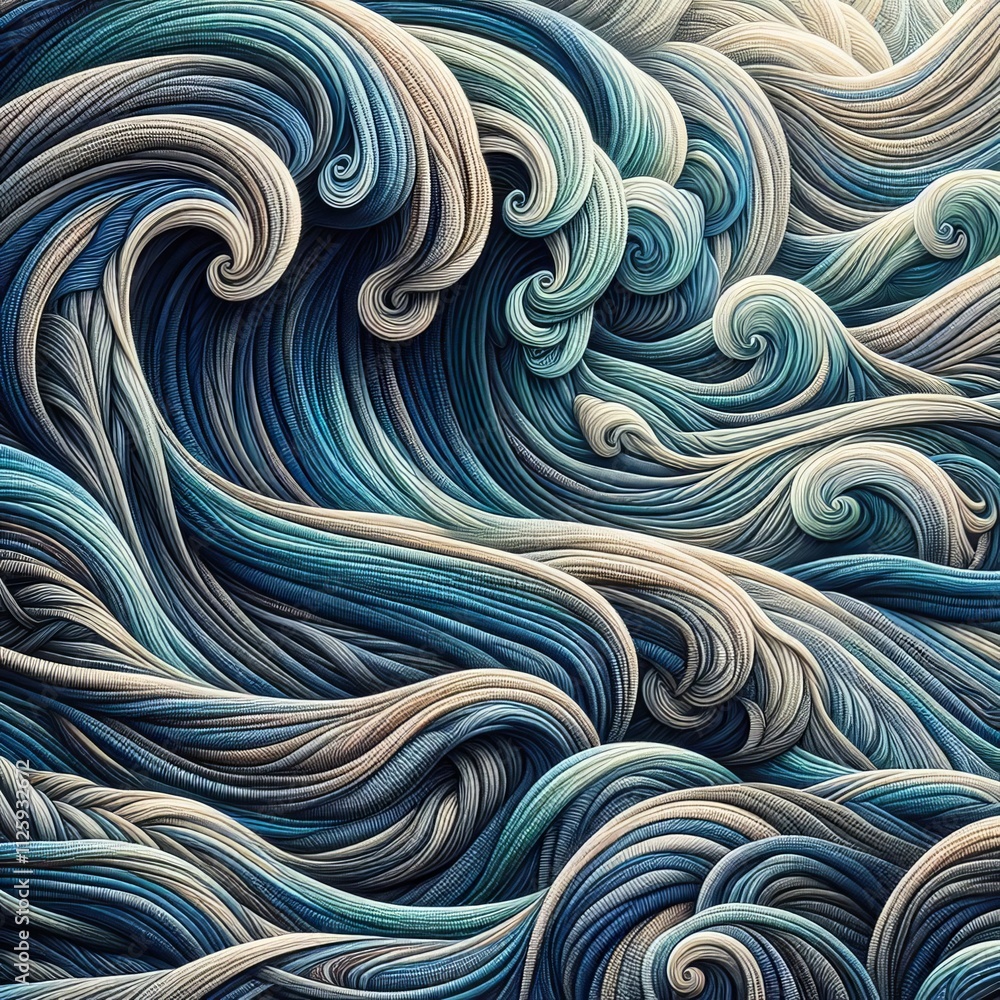 Fototapeta premium Woven tapestry currents Interlaced threads creating textured wat