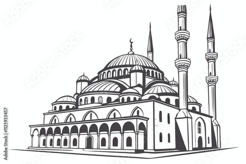 muslim mosque white background D