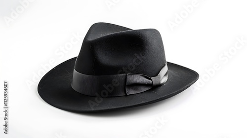 A stylish fedora hat in black, placed on a white background.