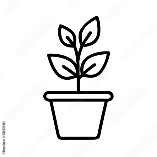 Plant with pot icon line art outline style