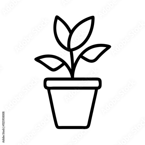 Plant with pot icon line art outline style